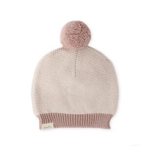 Pink and Cream Kids Pom-Pom Hat